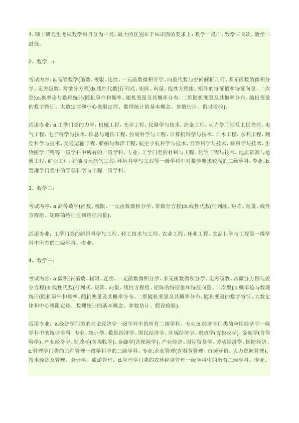 考研数学一二三区别
